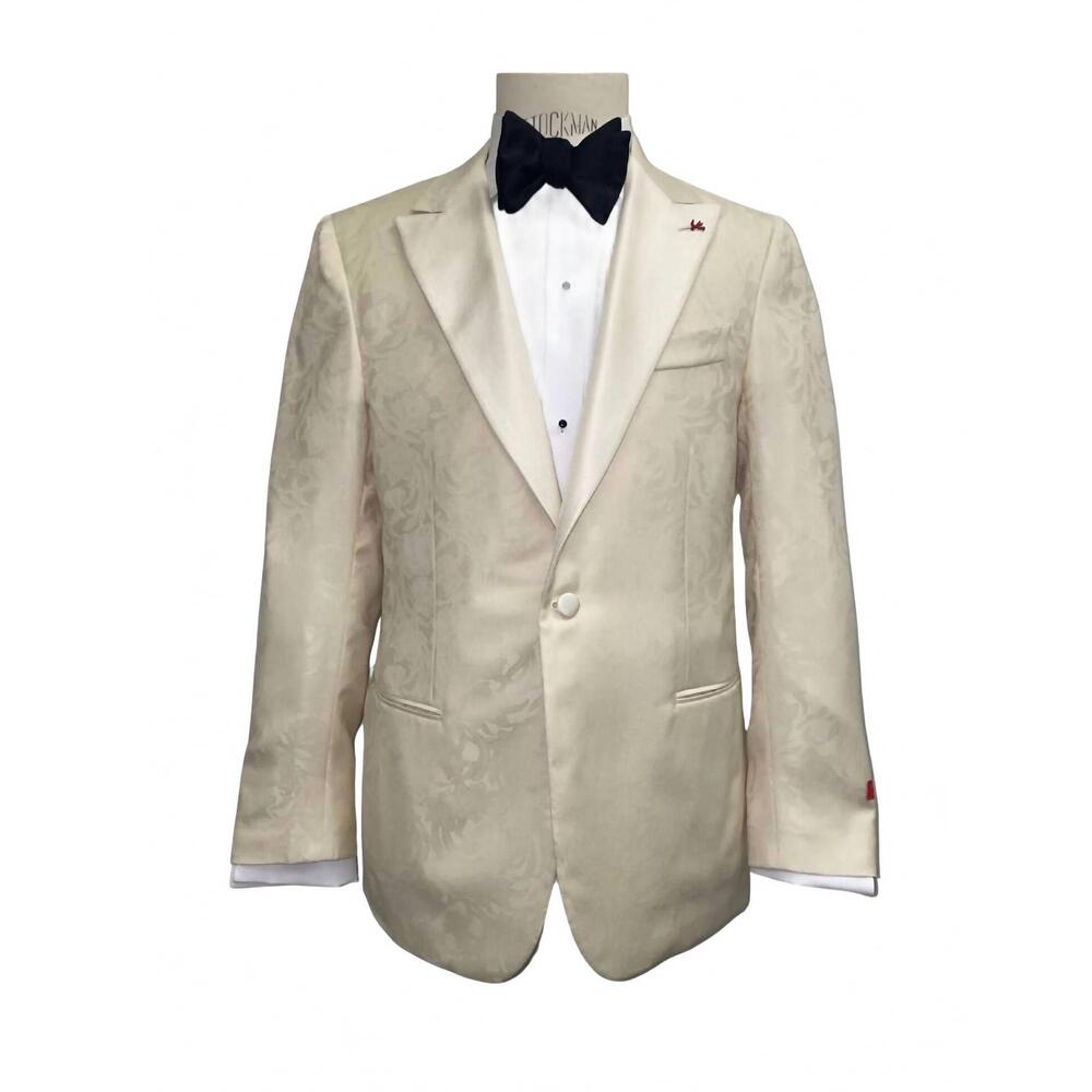 NEW ISAIA men's floral jacquard dinner suit in ivory